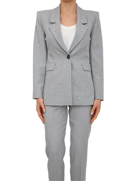 giacca passo marella in tela stretch grigia con cristalli mllpasso