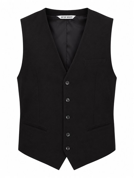 gilet antony morato in tessuto stretch nero mmvs00018fa600255