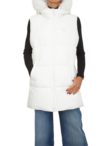 gilet da sci guess jeans in tessuto impermeabile bianco w5bl81w3282