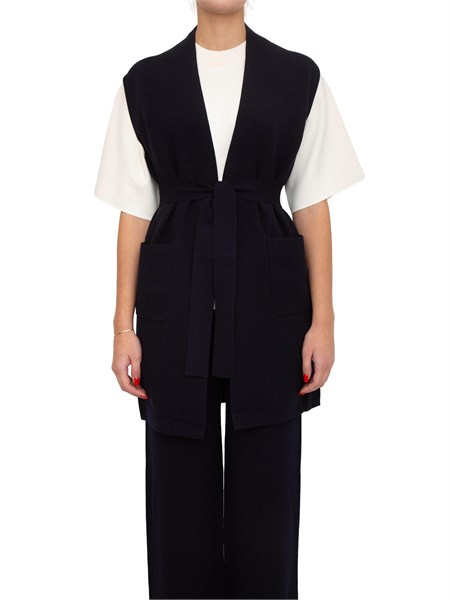 gilet donna abete max mara in viscosa punto tessuto blu abete