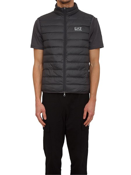 gilet ea7 emporio armani in piuma doca e tessuto tecnico grigio 8npq06pngpz