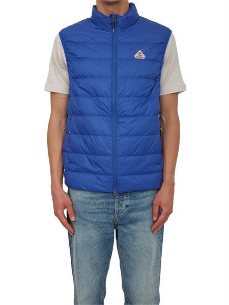 gilet guzet pyrenex uomo in piuma doca e tessuto tecnico blu hmz010