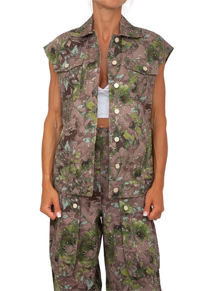 gilet liu jo donna stampa militare e micro borchie wa6341t433a