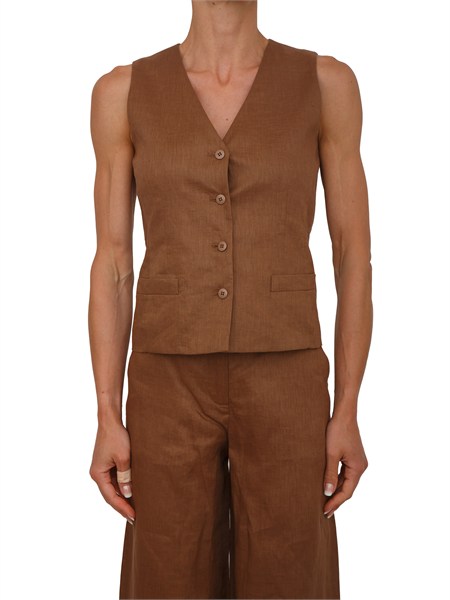 gilet mstcarnet max mara studio in puro lino marrone mstcarnet