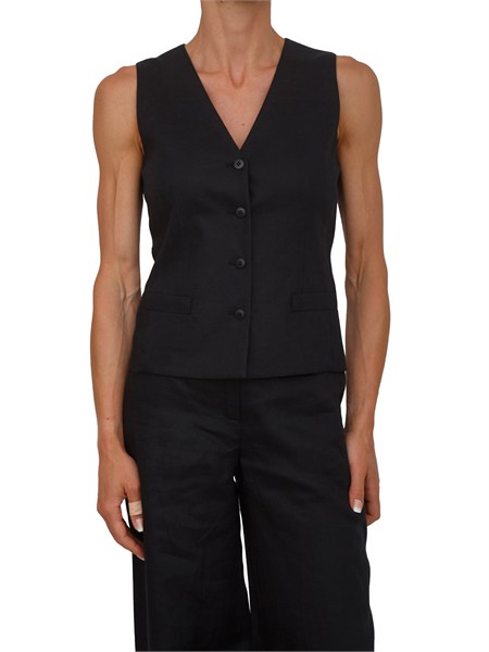 gilet mstcarnet max mara studio in puro lino nero mstcarnet