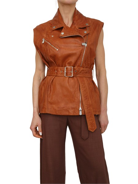 gilet stile biker gypsy pinko in pelle cuoio gypsya31x