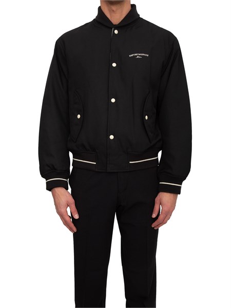 giubbino bomber emporio armani nero leggermente lucido con logo em003124af18264
