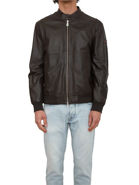 giubbino bomber peuterey uomo in pelle marrone peu5413tureiappt