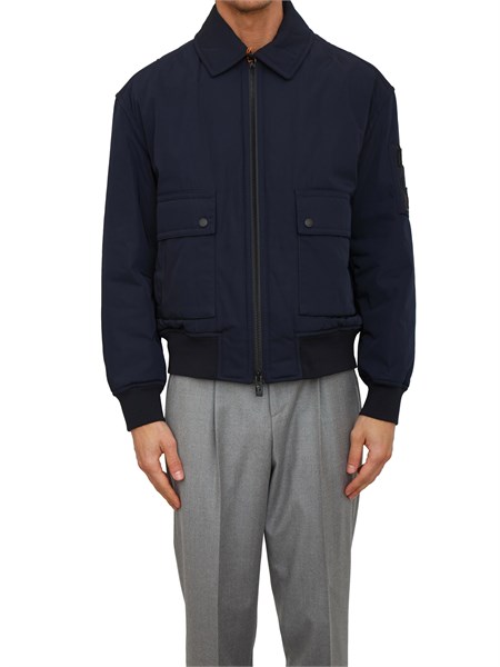 giubbino boss uomo in tessuto tecnico idrorepellente blu oking50543492