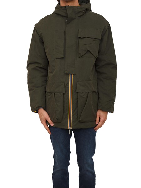giubbino guillermo k way in misto cotone verde k7136cw