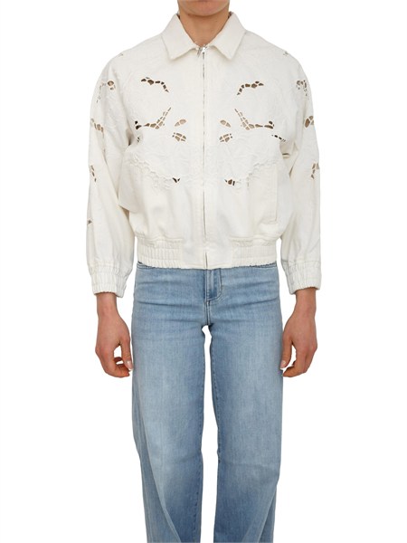 giubbino liu jo donna in cotone bianco traforato ua6227d4286