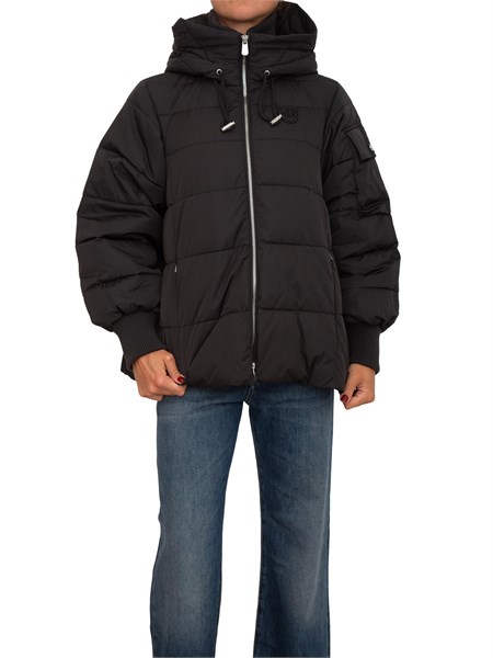 giubbino pinko in tessuto tecnico nero opaco e cappuccio cruscaa2pe