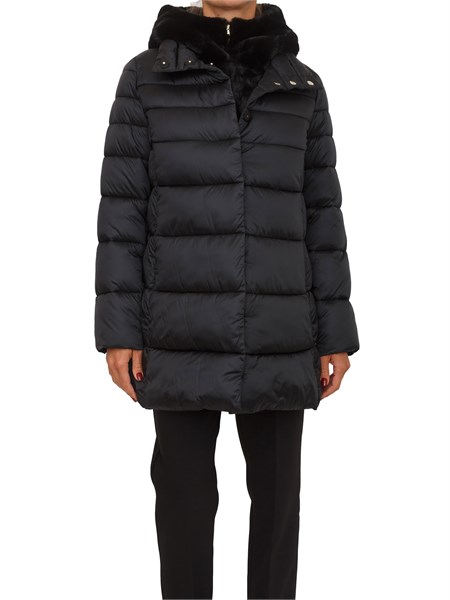 giubbino toscana emme marella in tessuto nero con cappuccio pelliccia toscana