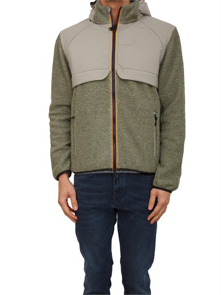 giubbino uomo bauges k way in tessuto e lana verde k5141iw