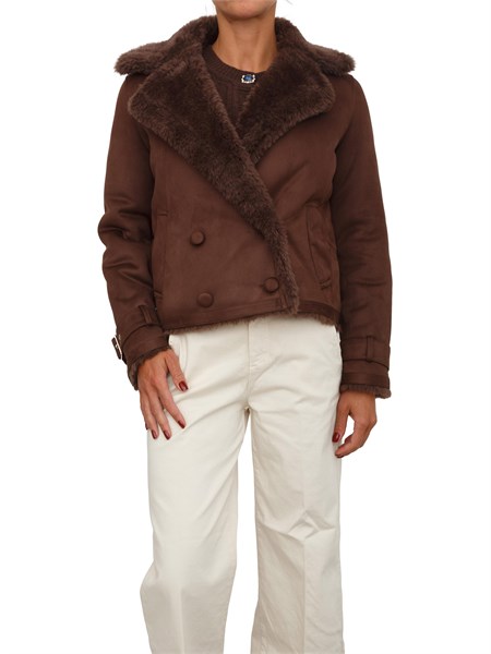 giubbotto doppiopetto liu jo donna in pelliccia ecologica marrone mf5334e0911