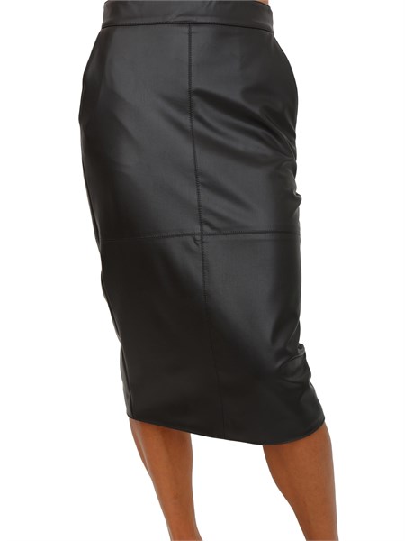 gonna a tubino elisabetta franchi in ecopelle nera con ganci gioiello go14557e2