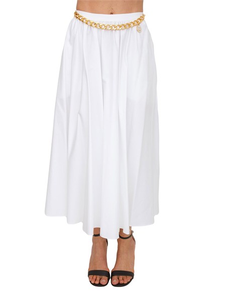 gonna elisabetta franchi in cotone bianco con catena oro go16061e2