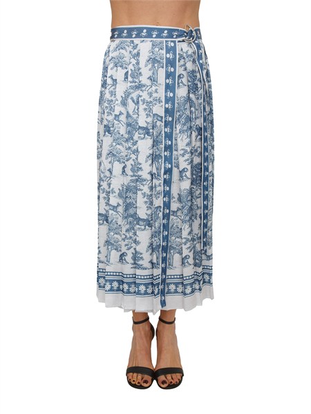 gonna midi fracomina in tessuto stampa esotica blu fs26sg2005w435k5