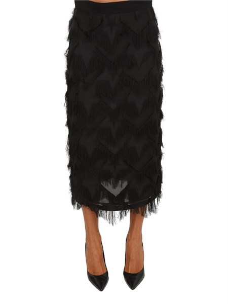 gonna midi marella in georgette nera lavorata con fil coupe effetto frangia gattini2