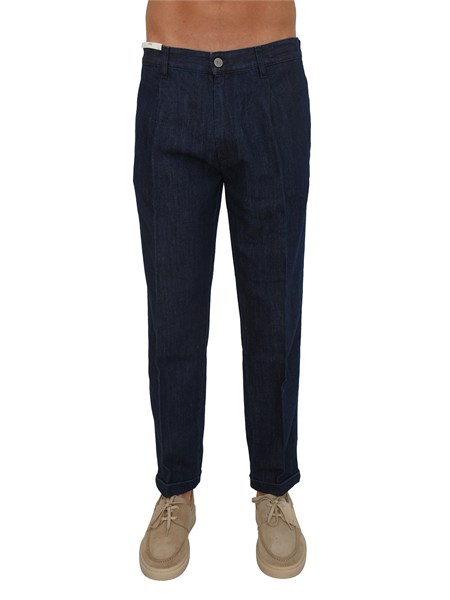 jeans lord pt torino in denim di cotone e lino blu oa5510zpnpz0