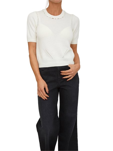 maglia avorio marbeja nenette a maniche corte in misto lana e cashmere marbeja
