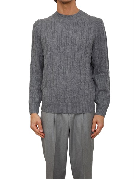 maglia boss uomo a trecce in cashmere e lana grigio h hetico50549975