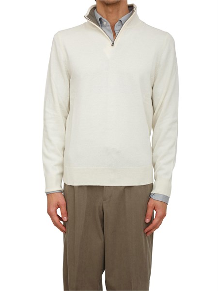 maglia boss uomo mezza zip in cashmere e lana bianco h hemarlo50549984