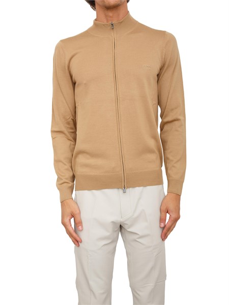 maglia cardigan boss uomo in lana vergine cammello balonso l50476347