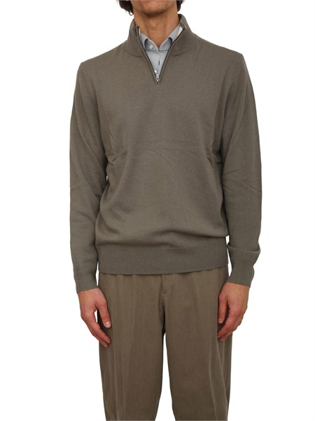 maglia collo mezza zip boss uomo in cashmere e lana verde h hemarlo50549984