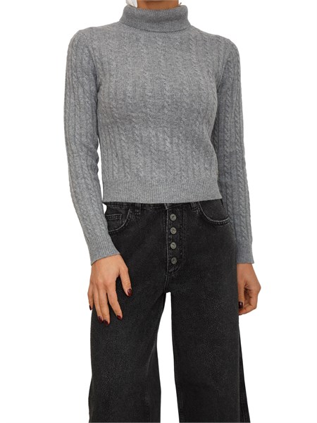 maglia cropped donna fracomina in cashmere e lana grigia fr25wt7032k53201