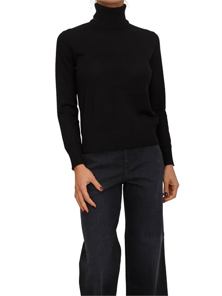 maglia donna a collo alto mita nenette in lana merino nera mita