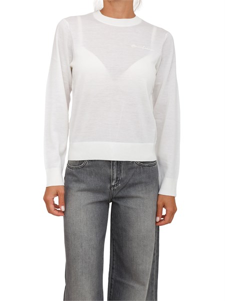maglia donna armani exchange in misto lana avorio con ricamo logo tono su tono xw001439af11896