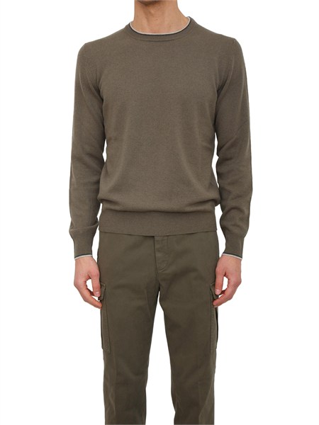 maglia girocollo peserico uomo in lana e cashmere verde r59404f1202187
