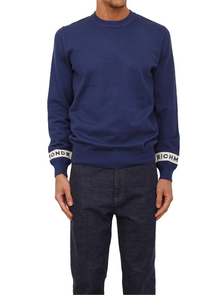 maglia girocollo uomo richmond x in misto viscosa bluette uma25035ma