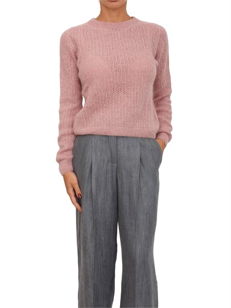 maglia liu jo donna in alpaca e lana rosa con lurex cf5389ma86q