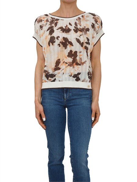 maglia liu jo donna in cotone traforato con stampa ta6220ma64r