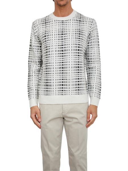 maglia liu jo uomo in lana bianca con motivo check qf5236ma30r