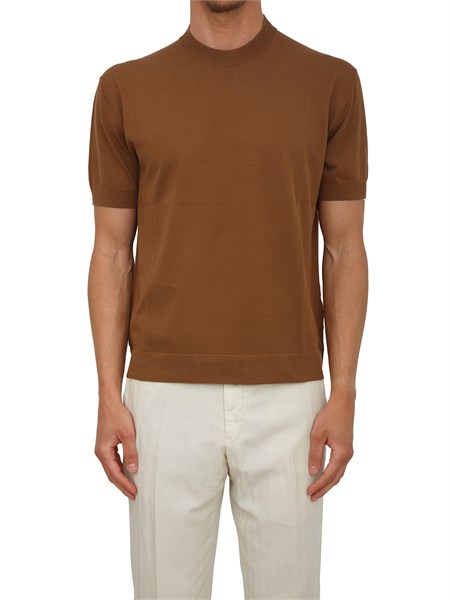 maglia maniche corte paolo pecora in cotone marrone a012f100
