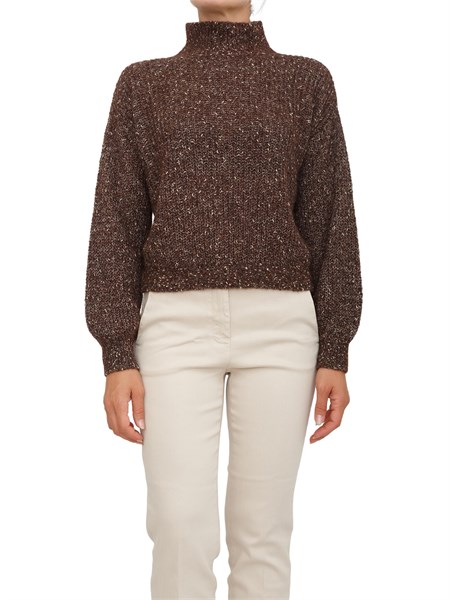 maglia marella in mohair e alpaca marrone melange delia
