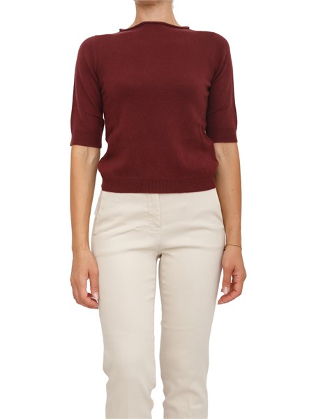 maglia marella maniche tre quarti in puro cashmere bordeaux manto