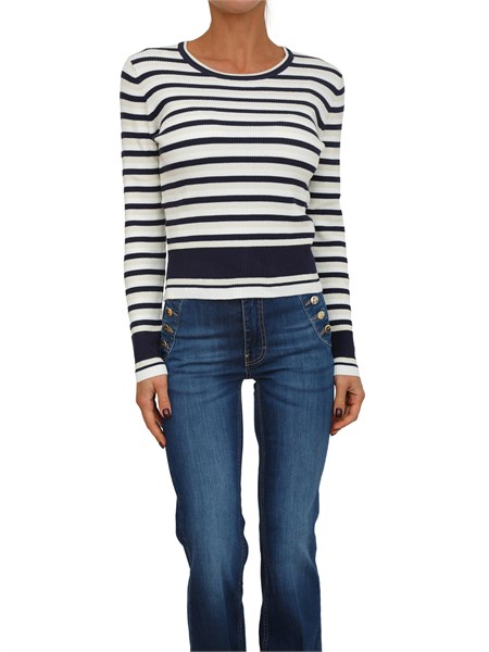 maglia marianne kocca in misto viscosa a righe bianco blu mariannepma7427abri0000