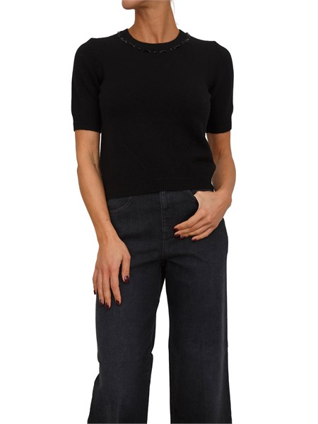 maglia nera marbeja nenette a maniche corte in misto lana e cashmere marbeja