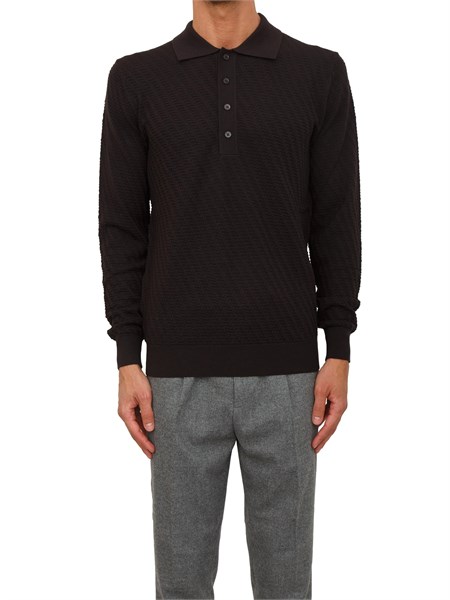 maglia polo paolo pecora in lana marrone a032f009