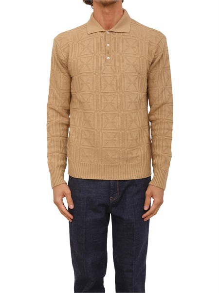 maglia richmond x uomo in lana cammello con lavorazione logo all over uma25211ma