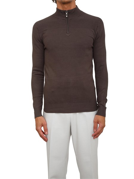 maglia slim fit antony morato in misto viscosa verde con mezza zip mmsw01542ya500002