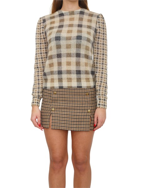 maglia twinset in misto lana con fantasia check cammello 252tt3492