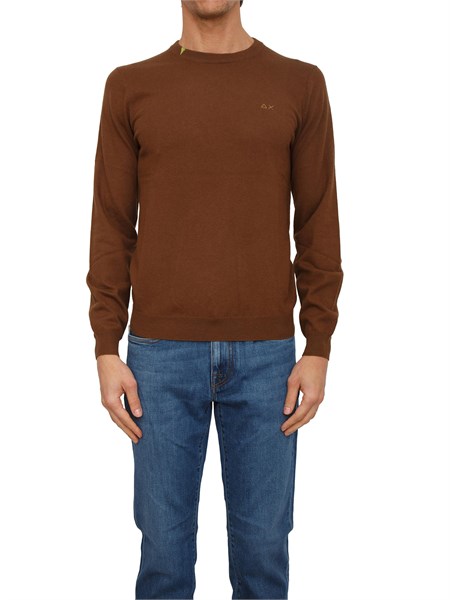 maglia uomo sun68 in lana e cotone marrone k45101