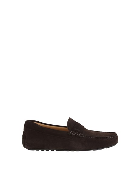 mocassini boss uomo in pelle scamosciata marrone noel mocc sdpeb50541750