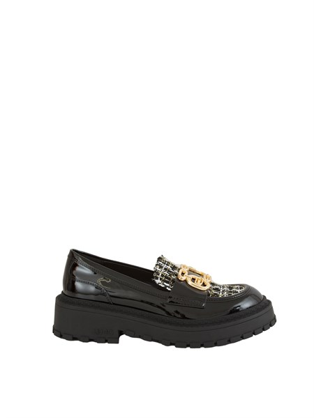 mocassini liu jo donna rumi 34 in vernice nera con inserto boucle sf5057ex327