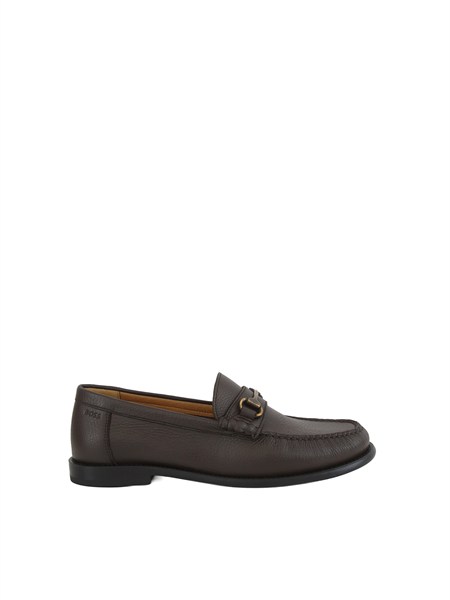 mocassini marroni boss uomo in pelle martellata tevan mocc grhw50563152